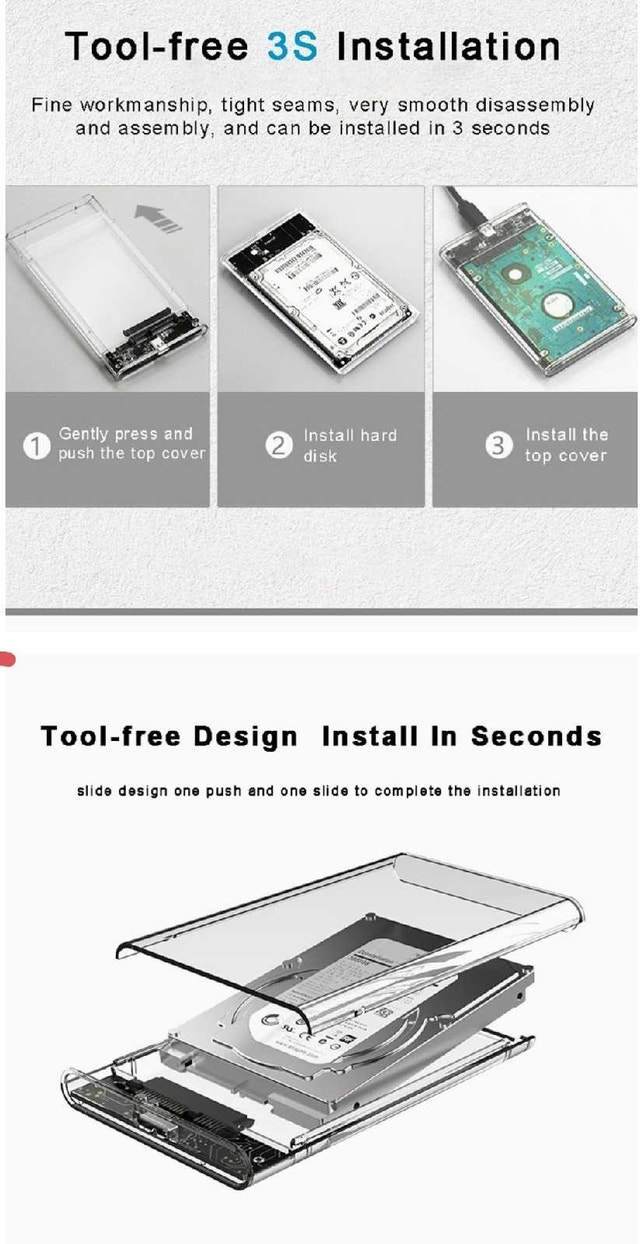 Hard Drive Enclosure USB 3.0 SATA External 2.5" HDD SSD - photo 4