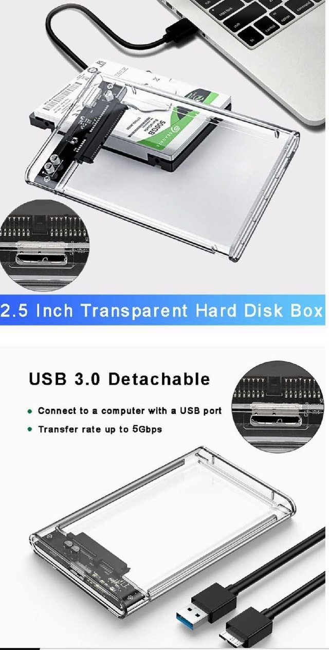 Hard Drive Enclosure USB 3.0 SATA External 2.5" HDD SSD - photo 5