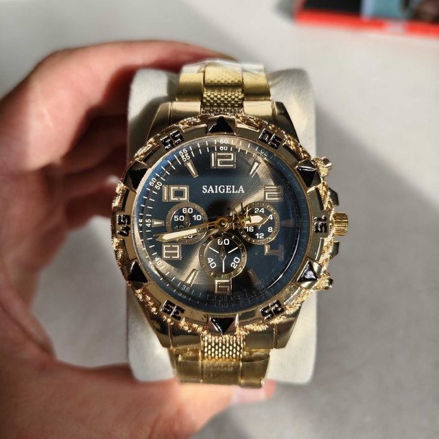 Big and Heavy Golden Colored Full Metal Watch