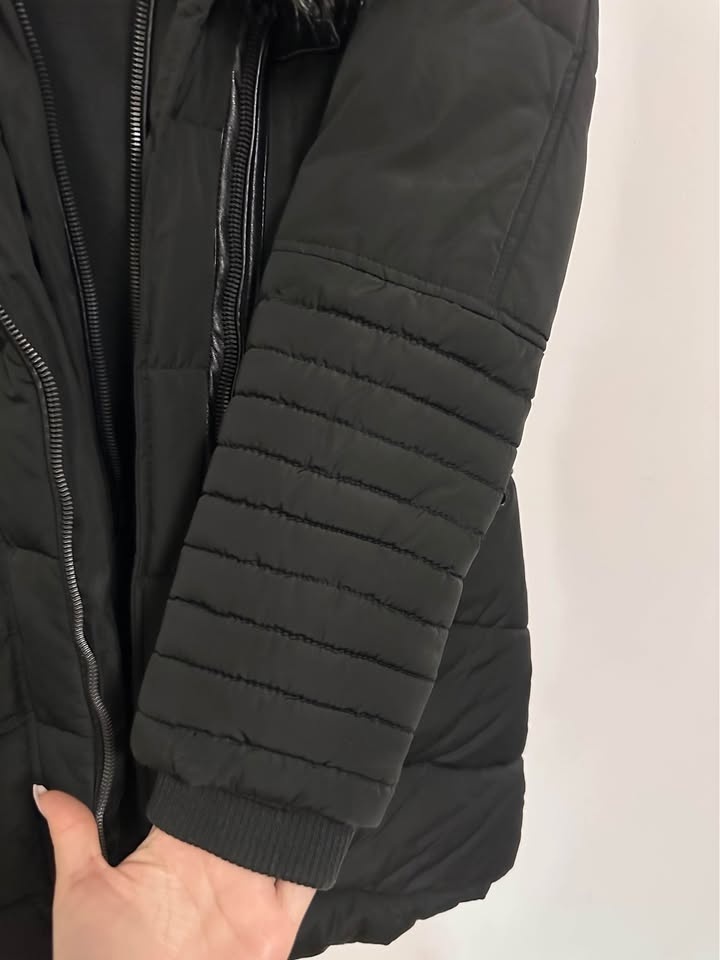 NOIZE Black Long Puffer Coat with Faux Fur Trim S/P - photo 3