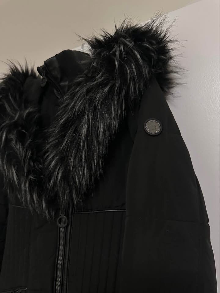 NOIZE Black Long Puffer Coat with Faux Fur Trim S/P - photo 5