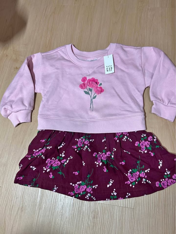 Baby GAP Pink Floral Top Skirt Set 2 Years