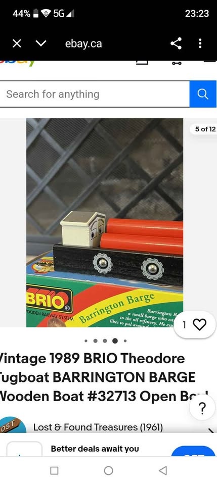 BRIO Theodore Tugboat Barrington Barge Vintage - photo 2