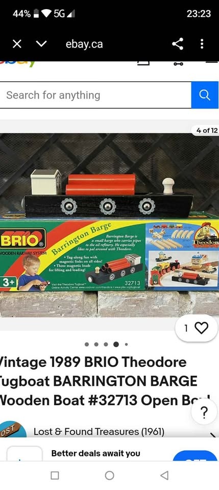 BRIO Theodore Tugboat Barrington Barge Vintage - photo 3