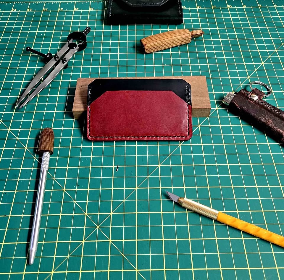 Red & Black Rogue Artisan Leather Cardholder