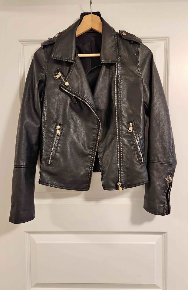 MAISON BLUE Women’s Faux Leather Biker Jacket - Size S
