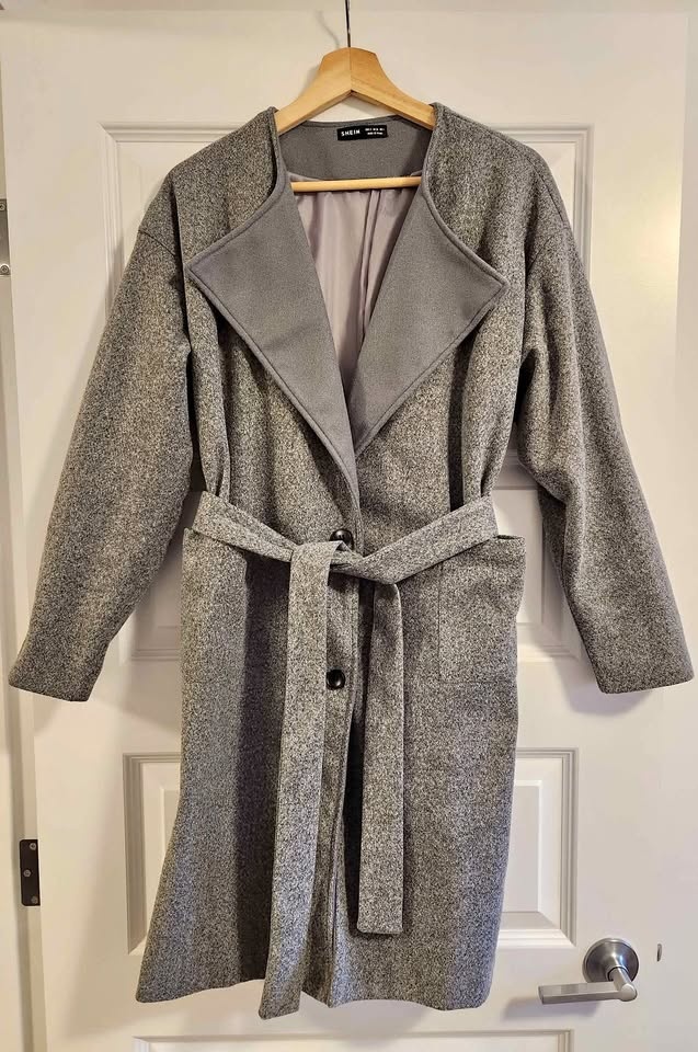 SHEIN Grey Long Coat – Size Small