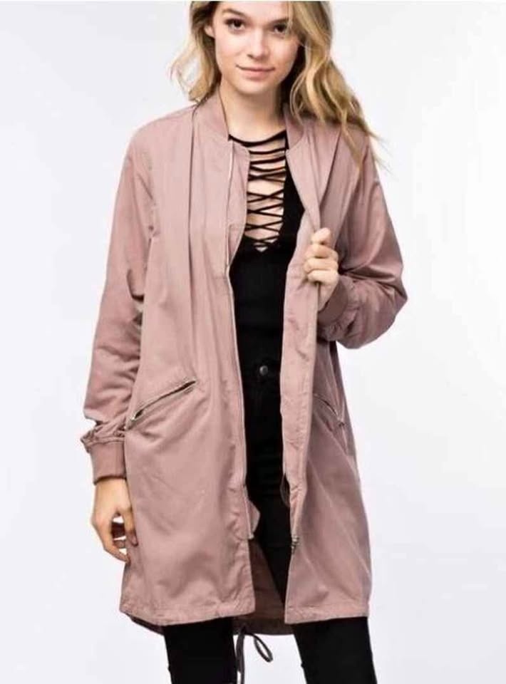 H & M Long Bomber Jacket – Size Small