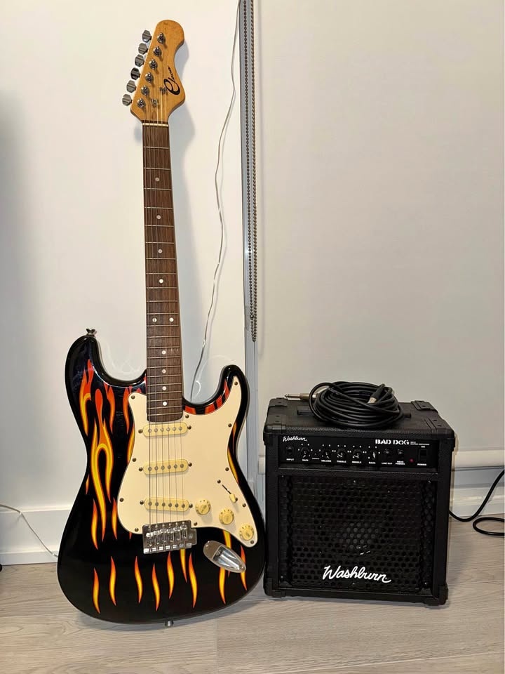 Eleca Flame Electric Guitar with Washburn Amp