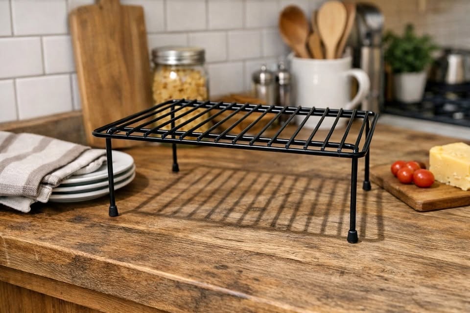 Black Metal Wire Storage Rack / Shelf Riser