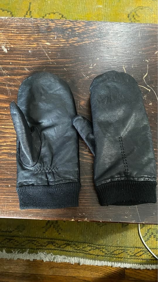 Real leather mittens - fleece lined - photo 2