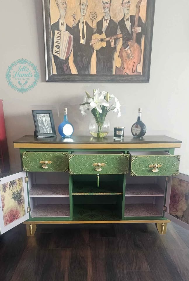 Green with Gold Accents Sideboard/Buffet Table - photo 5
