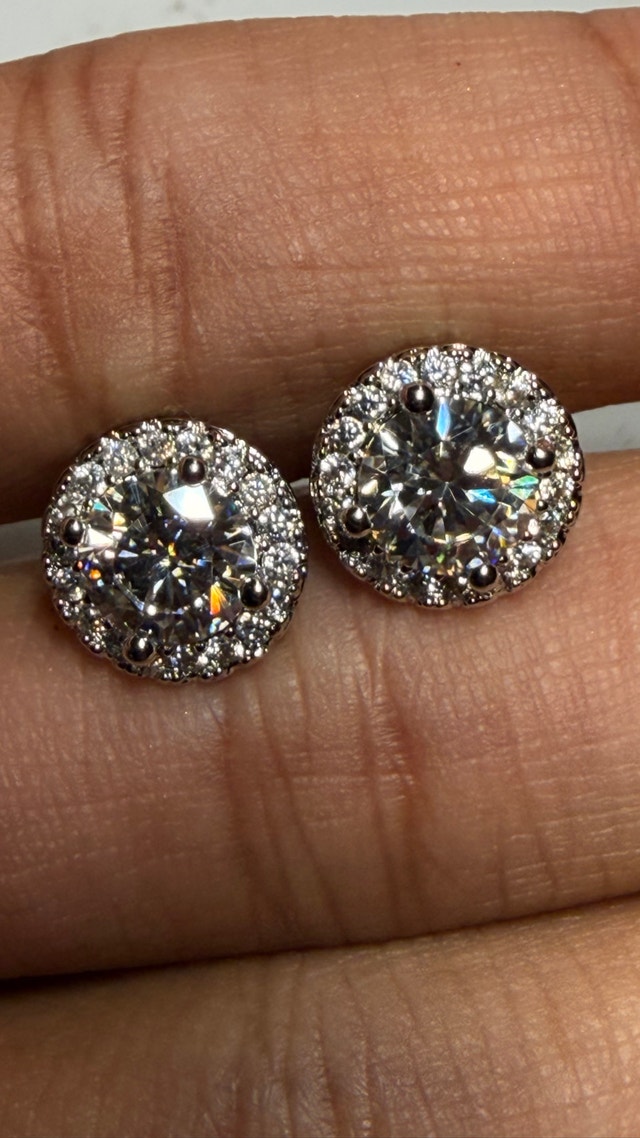 2Ct Round Cut VVS1/ D Lab Created Stud Earrings 14K White Gold