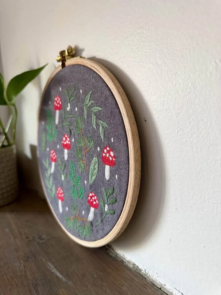 Handmade Mushroom Embroidery Hoop Wall Art – 8.5” image indicator(3)