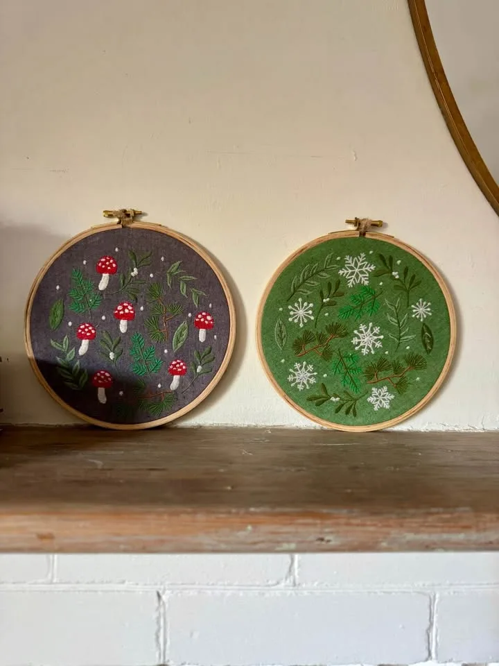 Handmade Snowflake Embroidery Hoop Wall Decor image indicator(4)