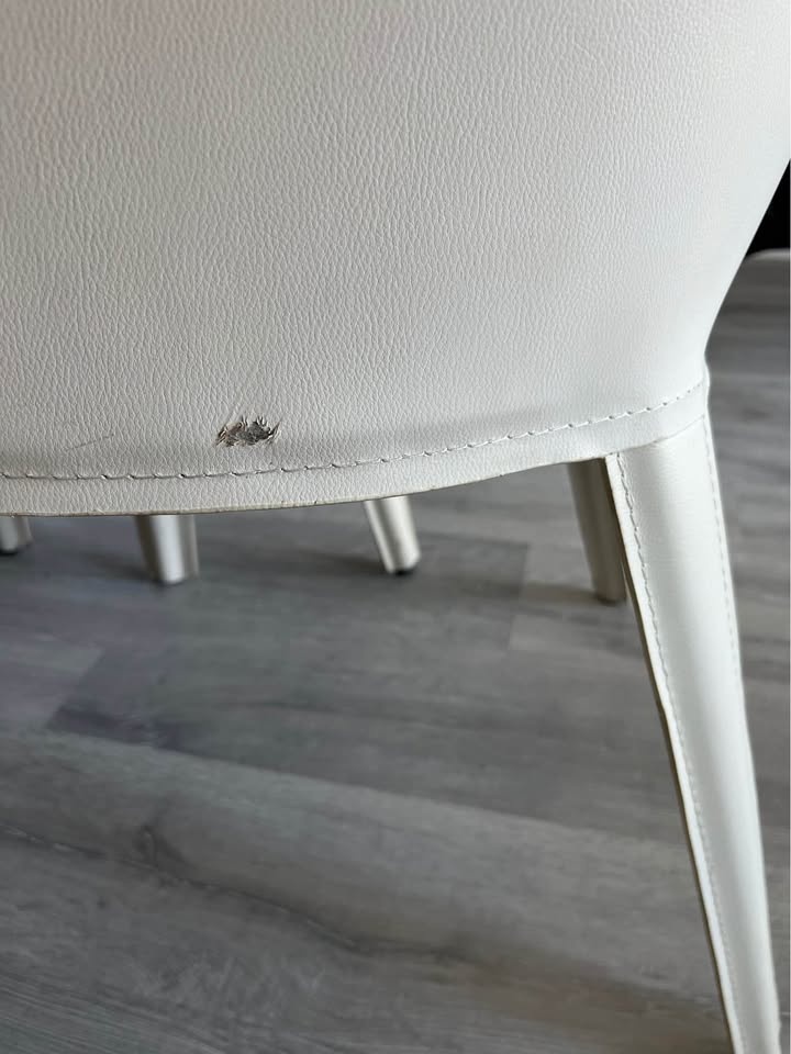 4 White Leather Dining Chairs - photo 5