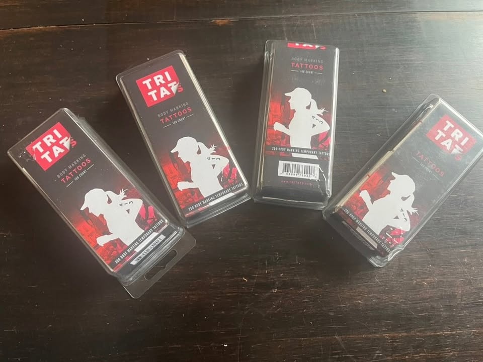 Tritats Race Number Temporary Tattoos - 4 packs