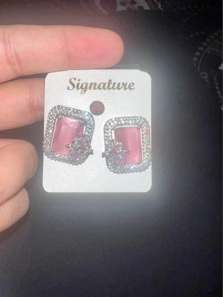 Pink stone earrings