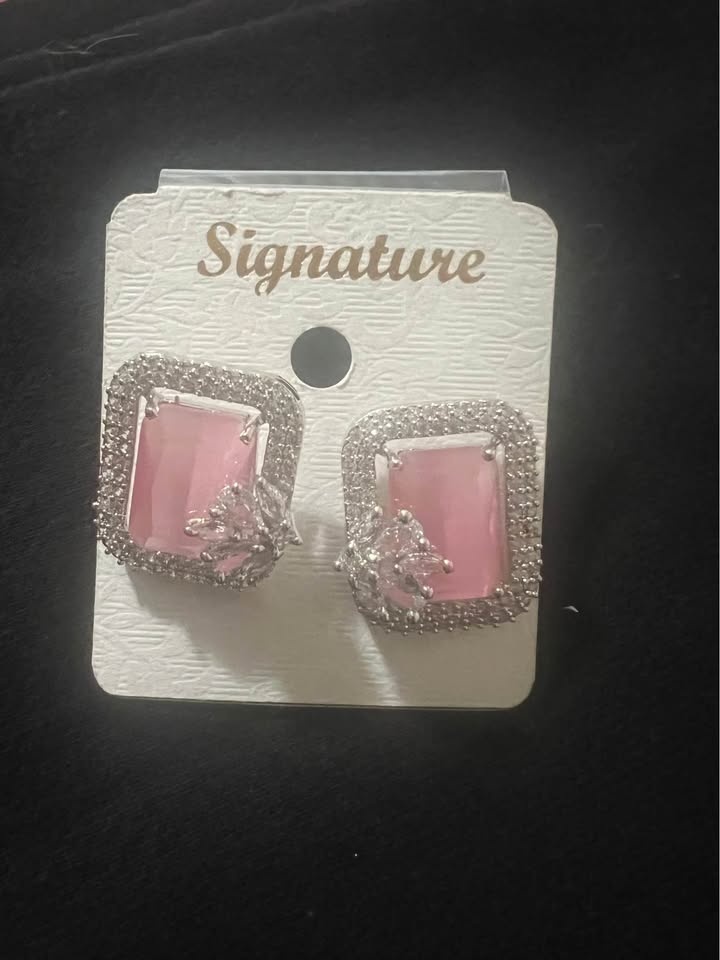Pink stone earrings - photo 2