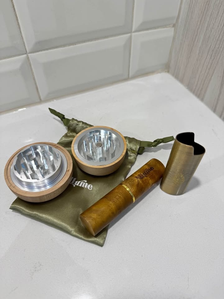 Allume Wood Grinder, Storage Tube, Lighter Holder Set