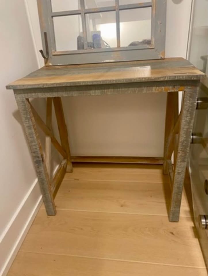 Rustic Distressed Wood Console Table and Mirror - photo 2