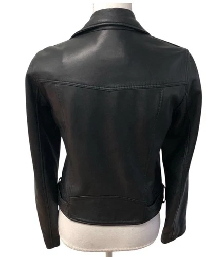 All Saints Leather Jacket XS Black Biker - photo 3