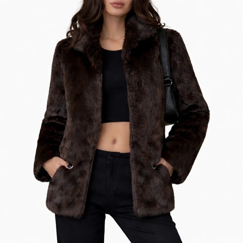 Custom Women's Small Mink Fur Coat with Blue Floral Lining