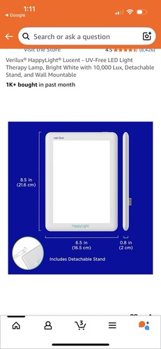 Verilux HappyLight Lucent LED Light Therapy Lamp (VT22WW3) - photo 4