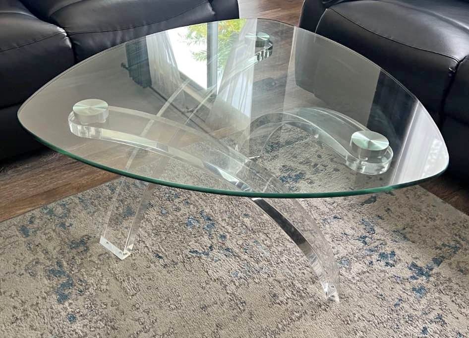 Modern Glass Coffee Table + Matching Side Table
