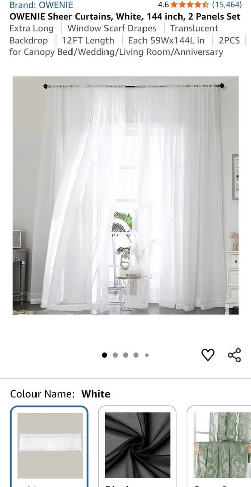 White Table Runner / Curtains - photo 3
