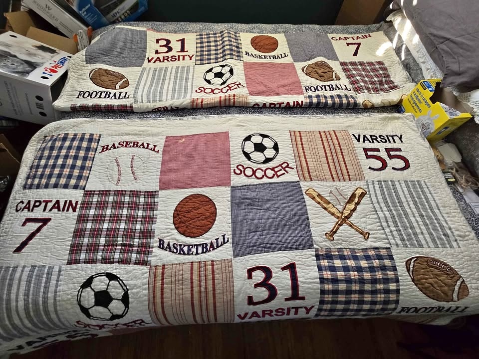 2 Sports Patchwork Quilt Blankets - Twin & Double