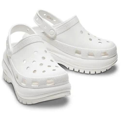 Crocs Classic Mega Crush Clogs White M7 W9 Platform