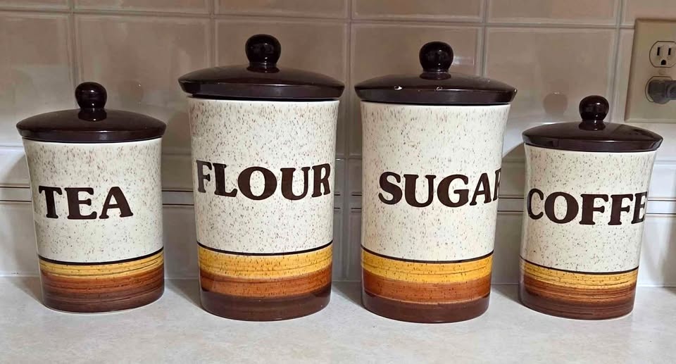 Vintage Ceramic Kitchen Canisters Set