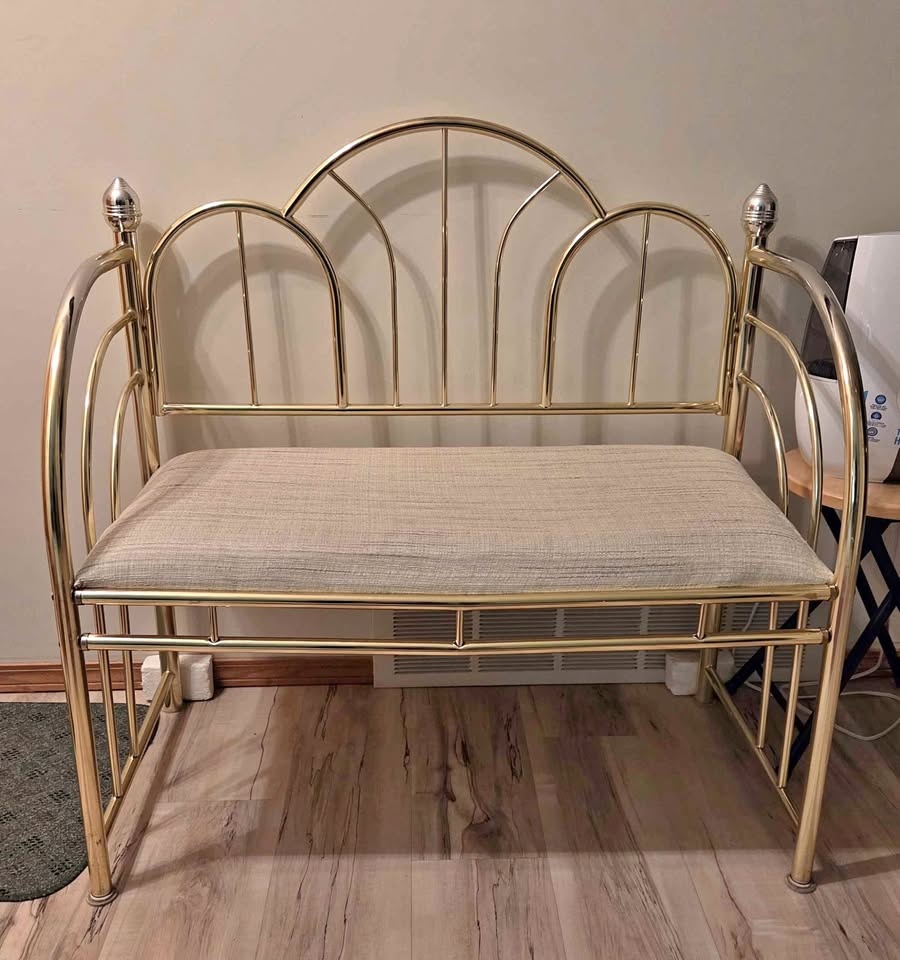 Vintage Hollywood Regency Brass Bench