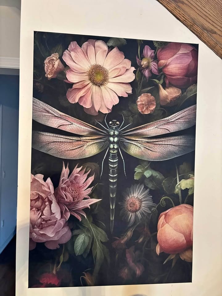 Botanical Dragonfly Canvas Wall Art Ready To Hang