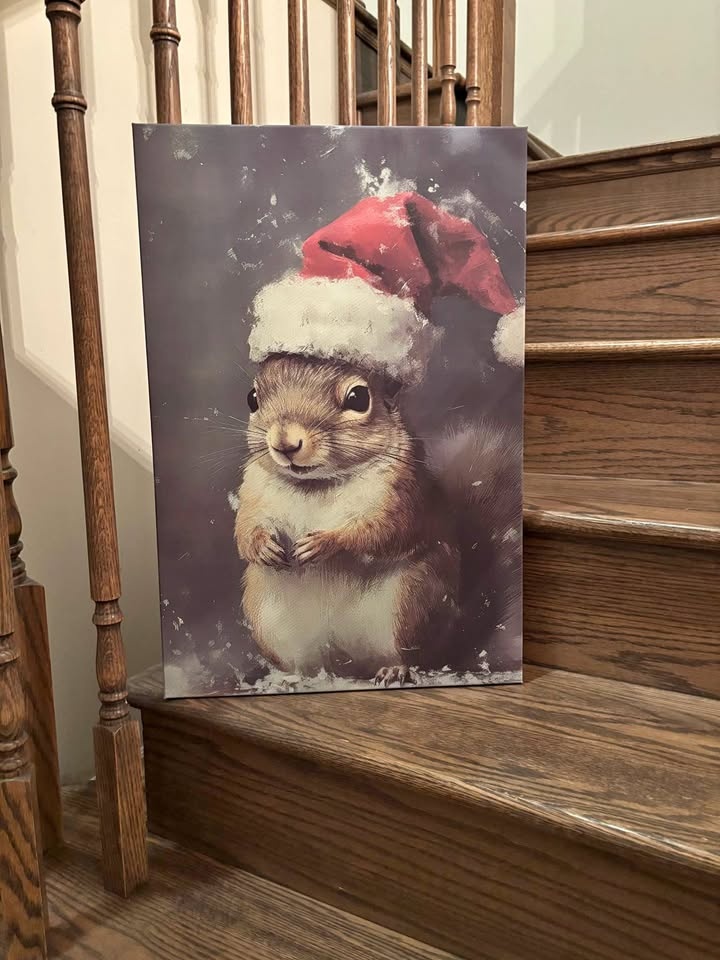 Festive Squirrel Canvas - Ready to Hang Wall Art
