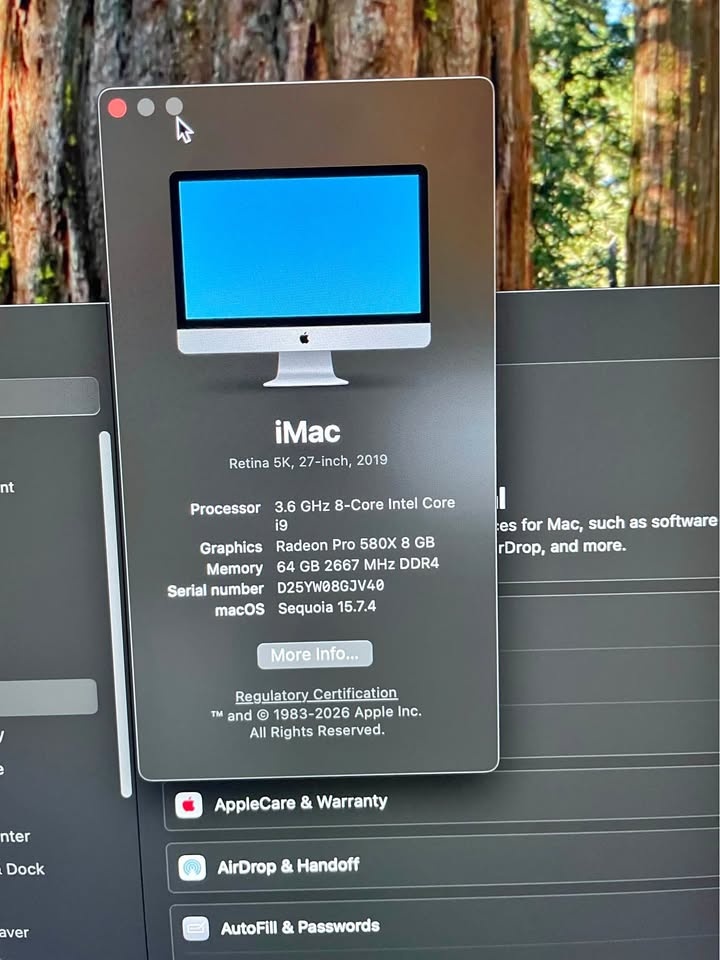 Apple iMac 27" Retina 5K (2019) - i9, 64GB RAM, Radeon 580X