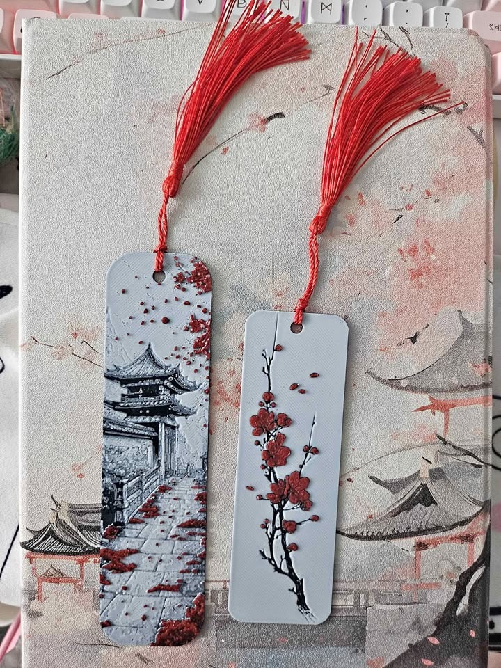Cherry blossoms Bookmark with tassels