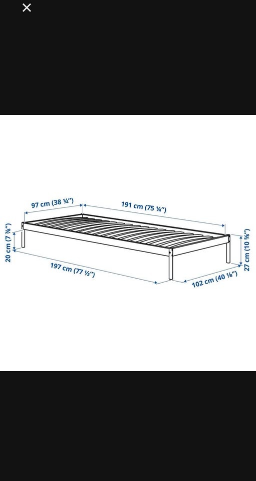 IKEA White Single Bed Frame with Mattress - photo 5