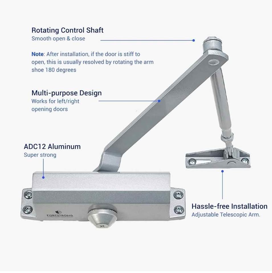 FORTSTRONG FS-1306 Automatic Hydraulic Door Closer Silver - photo 2