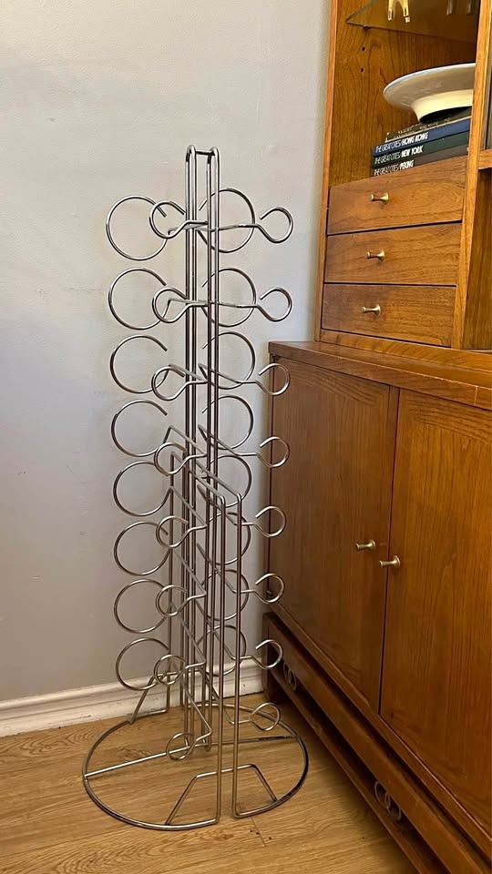 Vintage 1990s MCM Stainless Steel Wine Rack - 16 Bottle