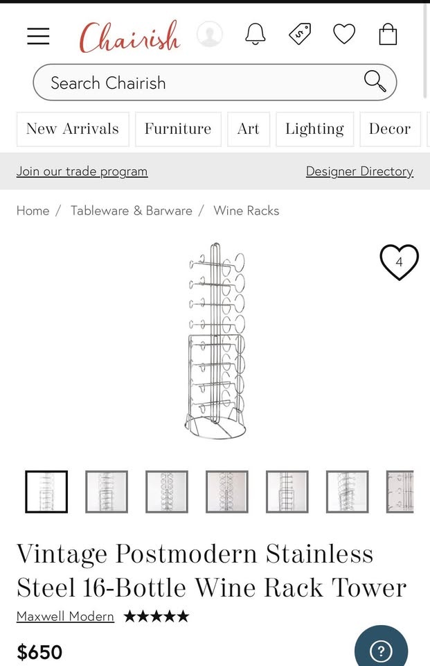 Vintage 1990s MCM Stainless Steel Wine Rack - 16 Bottle - photo 2