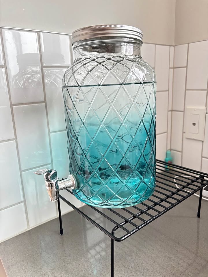 Blue Ombre Glass Drink Dispenser w/ Spigot & Stand