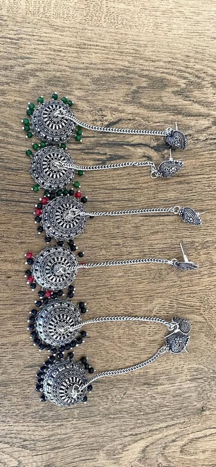 18k Long Chain Silver Earrings