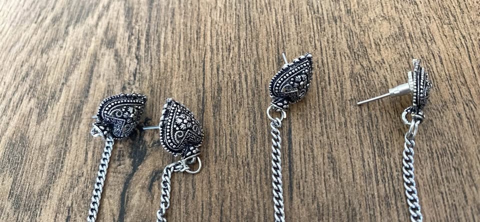 18k Long Chain Silver Earrings - photo 2
