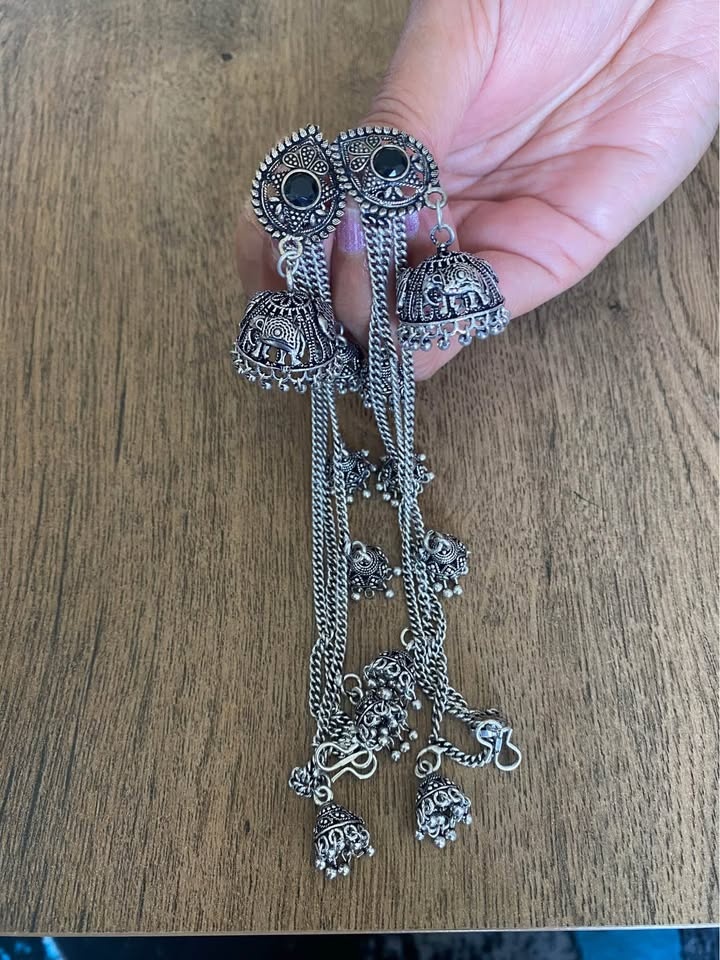 Silver Earrings with chain - photo 2