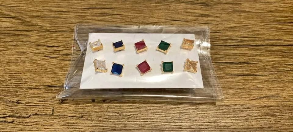 Cute Stud Earring Packs - Square & Round Styles