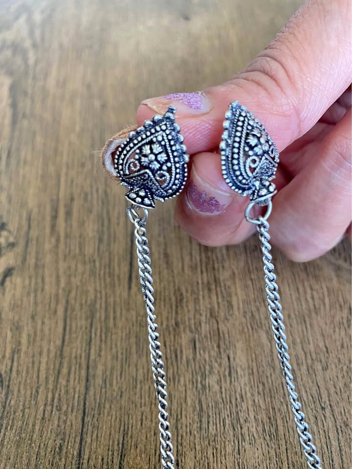 18k Silver Jhumka Earrings w Purple Beads
