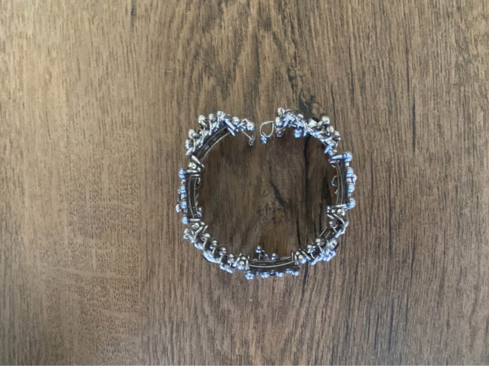 Oxidized Silver Bracelet with Black Stones - photo 3