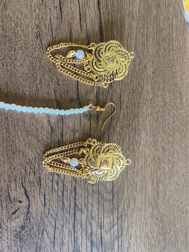 Indian Gold Maang Tikka & Matching Earrings Set - photo 4